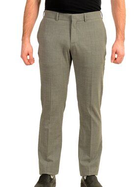 Malo Men's Gray Wool Flat Front Dress Pants US 40 IT 56